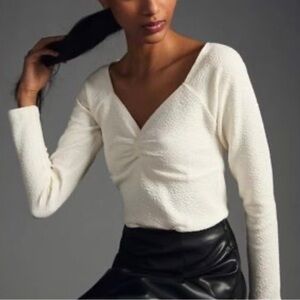 Anthropologie Maeve sweetheart cream white top size XL